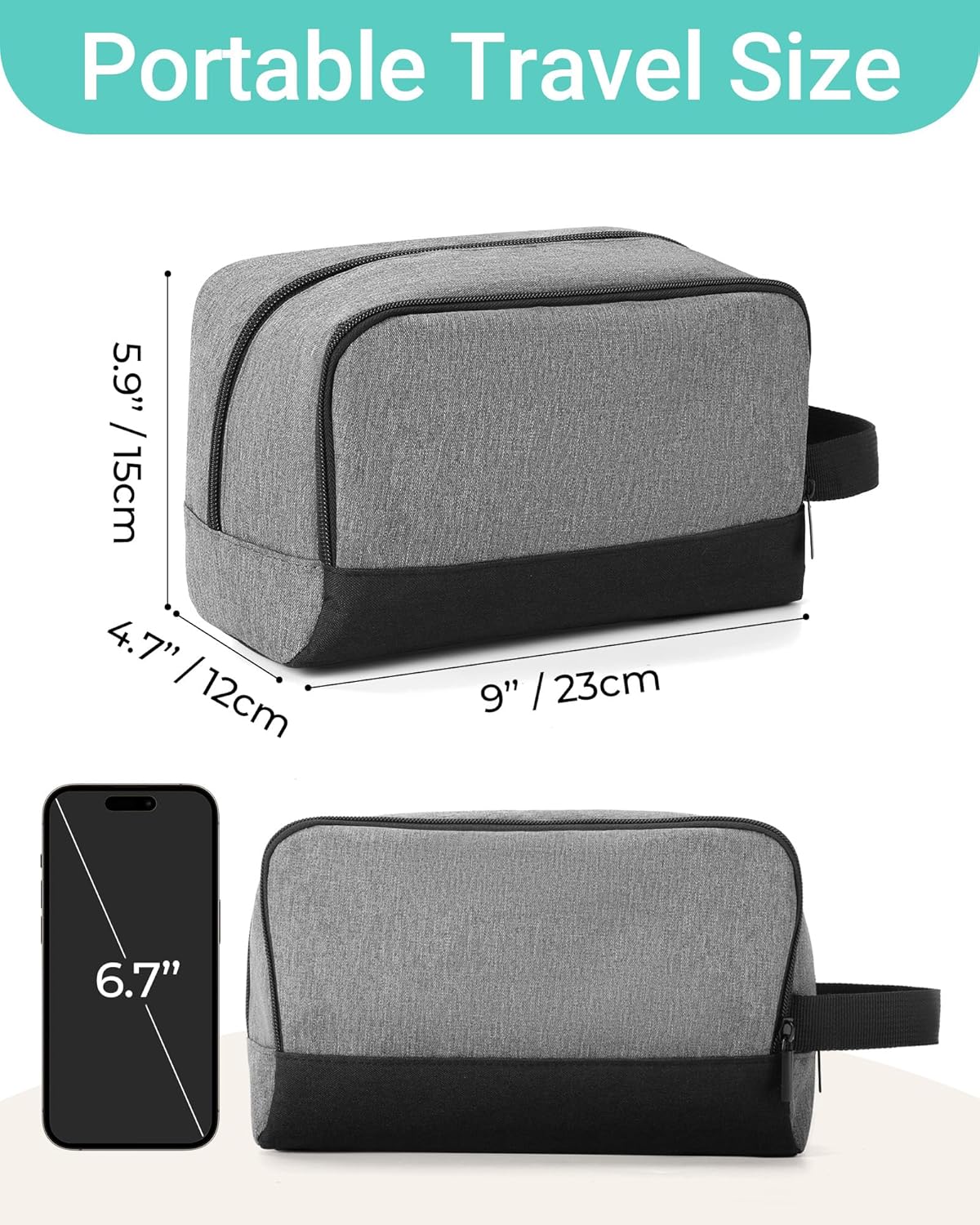 Elviros Travel Toiletry Bag for Men Hanging Dopp Kit Shaving Bag Toiletries Organizer Small Toiletry Bag for Traveling (Denim Grey)