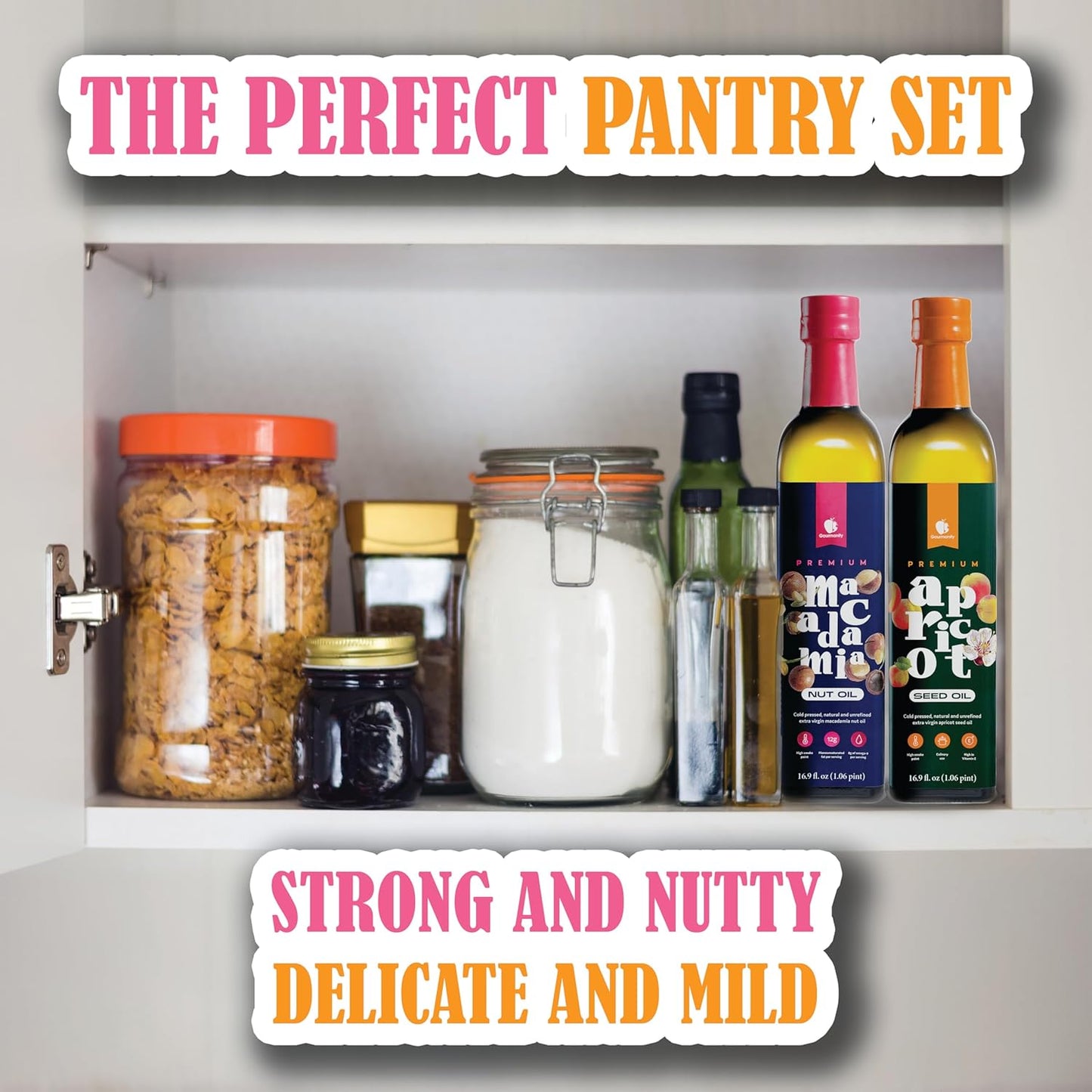 Gourmanity Macadamia Nut Oil and Apricot Seed Oil Bundle, A Healthier Oil Alternative, Cholesterol Free, Keto And Paleo Friendly, Ideal for Frying, Roasting and Drizzling, 16.9 fl oz Bottle