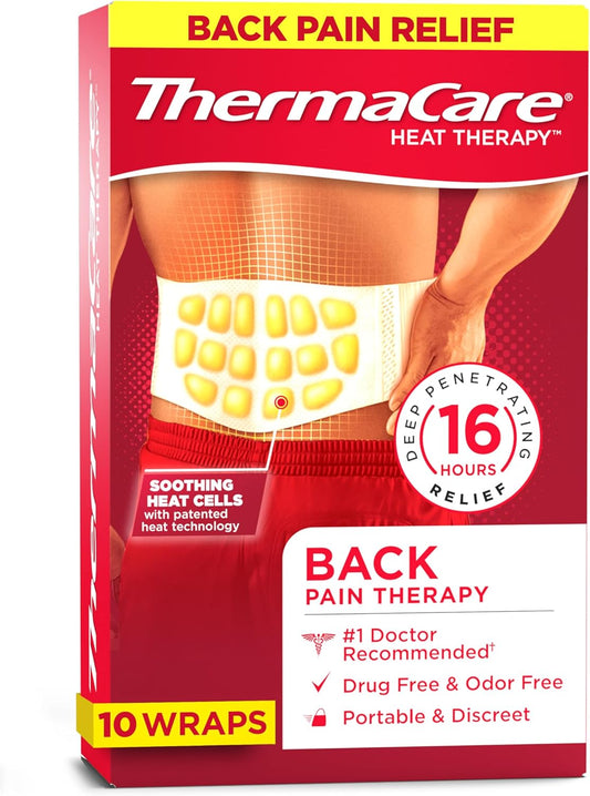 ThermaCare Advanced Back & Hip HeatWraps - Long-Lasting, Disposable Heat Therapy for Lower Back Pain, Muscle Soreness, & Herniated Discs - Drug-Free - L/XL - 10-Count