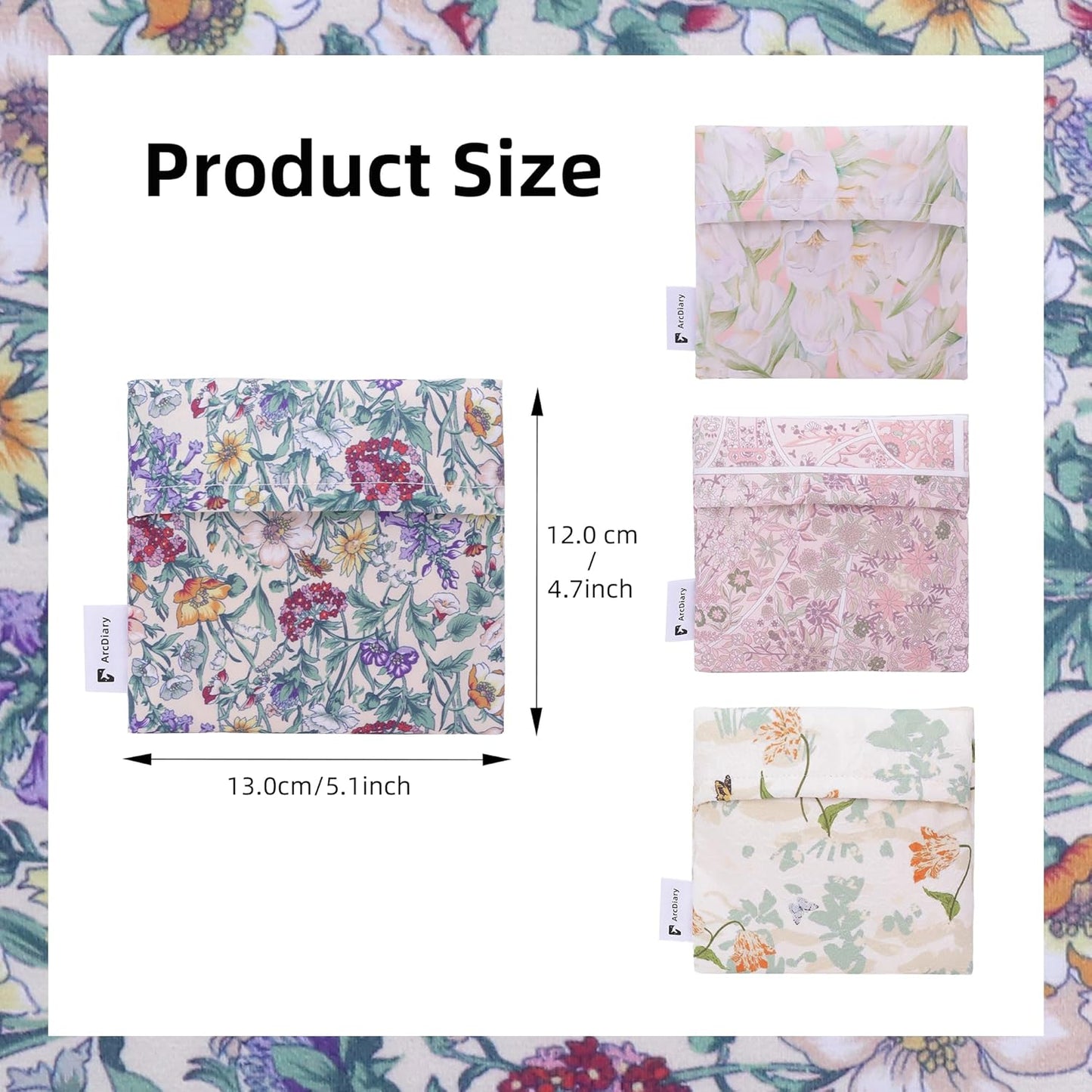 Period Bag for Teen Aged Girls, Portable Sanitary Pad Storage Bag for Teen Pads/Sanitary Napkins/Small Tampons, Feminine Menstrual Cup Pouch (Iris Meadow)