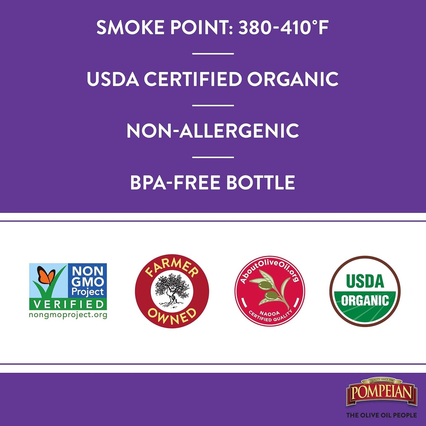 Pompeian USDA Organic Robust Extra Virgin Olive Oil, Contains Polyphenols, First Cold Pressed, Full-Bodied Flavor, Perfect for Salad Dressings & Marinades, 16 FL. OZ