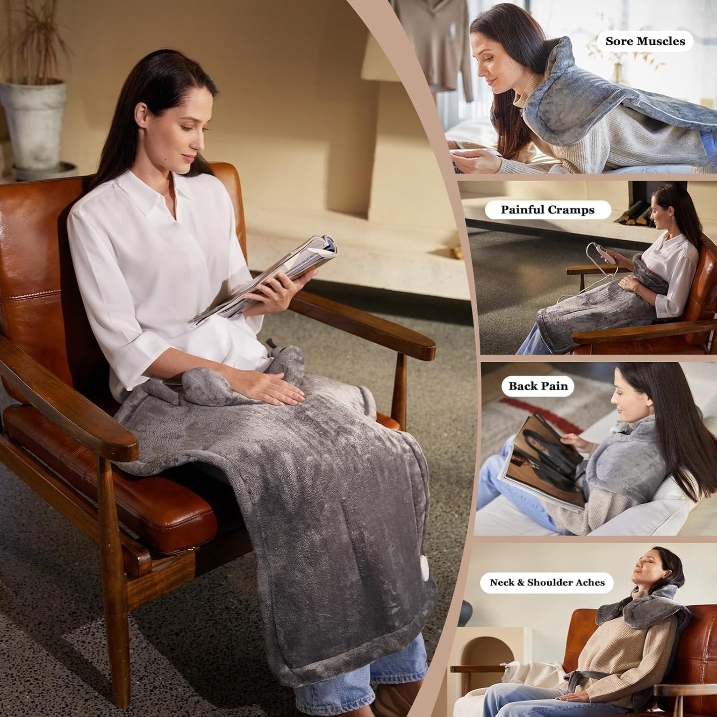 Heating Pad for Neck Shoulder and Back, Birthday Gifts for Women Mom Men Dad Elderly, Deeper Pain Relief and Fast Heating Large Weighted Heat Wrap, FSA Eligible Items Only List, ETL Certified, Gray