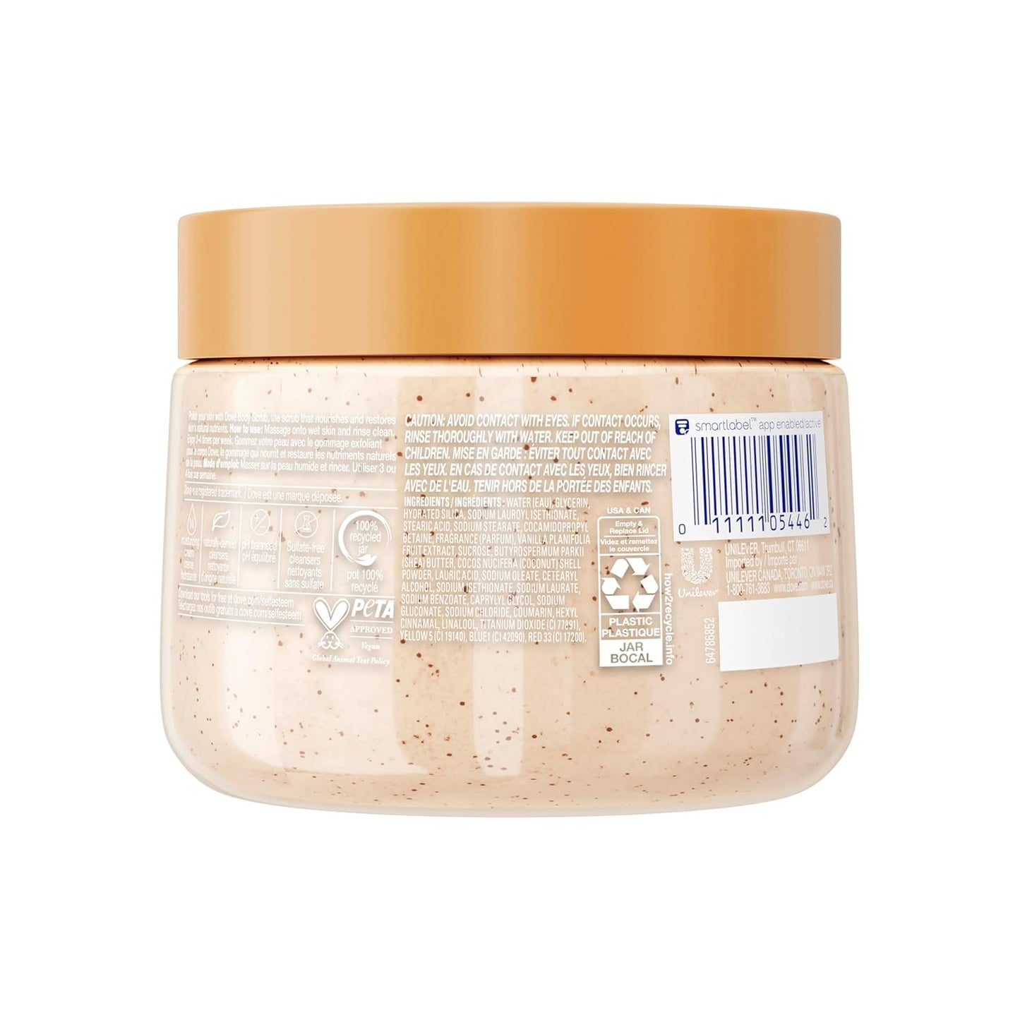 Dove Vanilla Sugar & Shea Butter Body Scrub Exfoliates and Deeply Nourishes for Smooth, Radiant Skin 15 oz