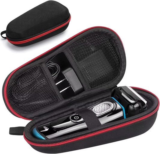 Electric Shaver Case,Travel Shaver Storage Bag & Razor Organizer Pouch,Durable,Waterproof, Compact Design for Men's Essentials,Fits Most Electric Shavers for Philips Braun Panasonic(Red)