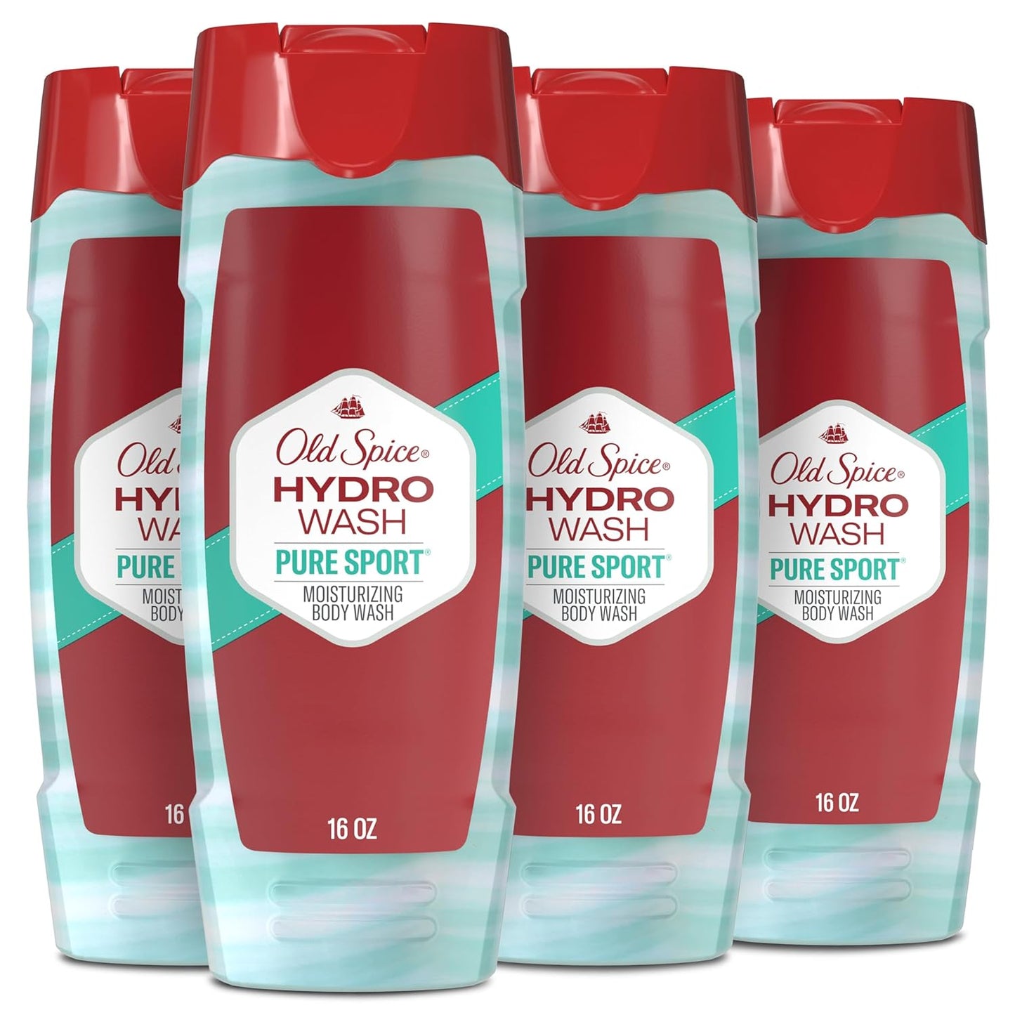 Old Spice Moisturizing Body Wash for Men, Hydro Wash, 2-in-1 Long Lasting Scent & Deep Hydration, 24/7 Shower Fresh, Pure Sport Scent, 16 oz (Pack of 4)