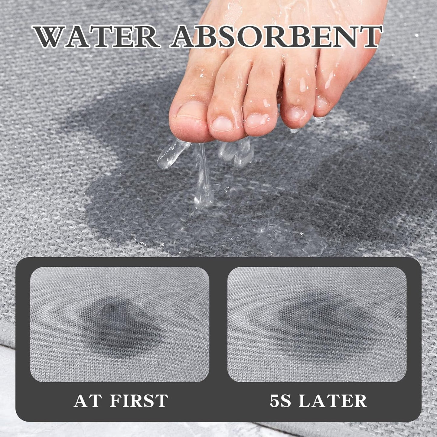 chakme Bathroom Rugs Mat 59x17, Ultra Thin Non Slip Bath Rug Runner Quick Dry Absorbent Bath Mat for Bathroom Floor, (Light Grey, 59"x17")