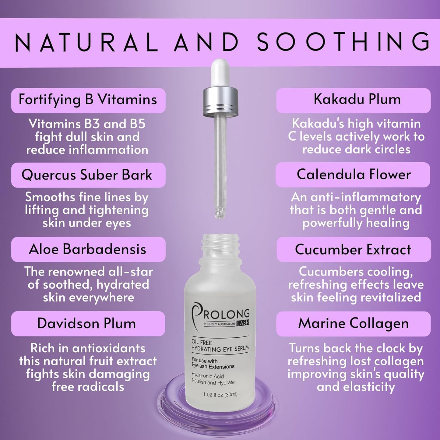 Hyaluronic Acid Eye Serum - Safe for Eyelash Extensions - Reduces Wrinkles and Fine Lines - Depuffs, Lifts, and Firms - Includes Niacinimide - Natural Collagen - B Vitamins - And More