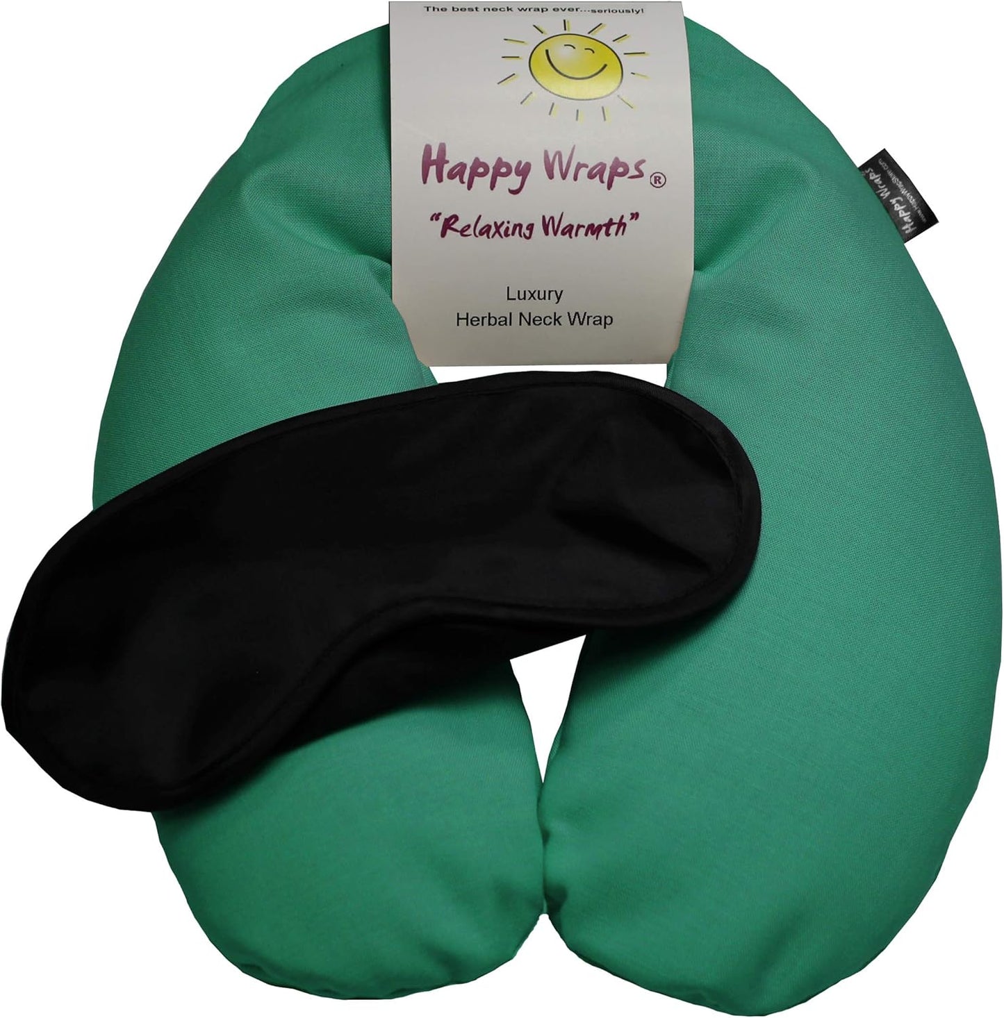 Microwavable Herbal Neck Wrap - Hot Cold Aromatherapy Neck Warming Pillow - Heating Pad for Migraines, Stress, Gifts for Women, Birthdays, Christmas and Free Sleep Mask - Green