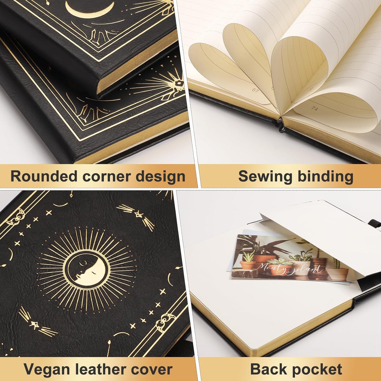 Lined Journal for Women Men, 192 Pages A5 Notebook Journal, Hardcover Notebook with 100Gsm Thick Pages, Leather Note Book for Writing, Travel, Business, Office, Prayer 5.7 x 8.3,Black