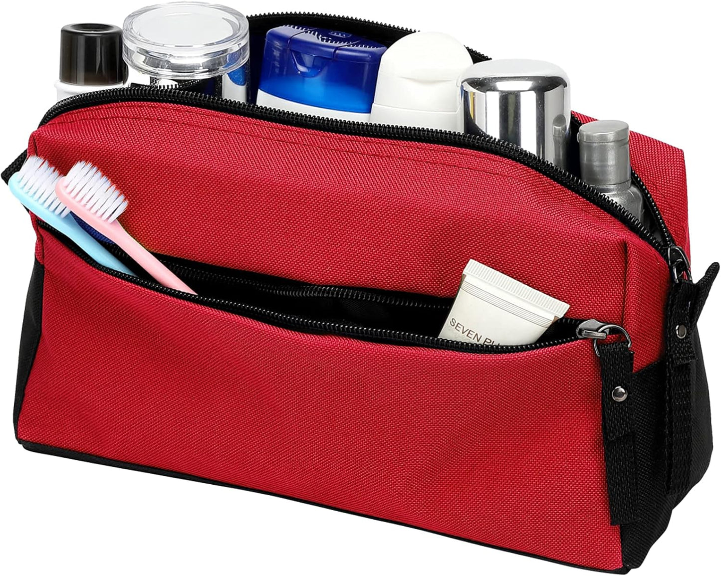 BuyAgain Toiletry Bag, Toiletry Travel Bathroom Bag Waterproof Cosmetic Make up Pouch Dopp Kit For Men or Women, Red