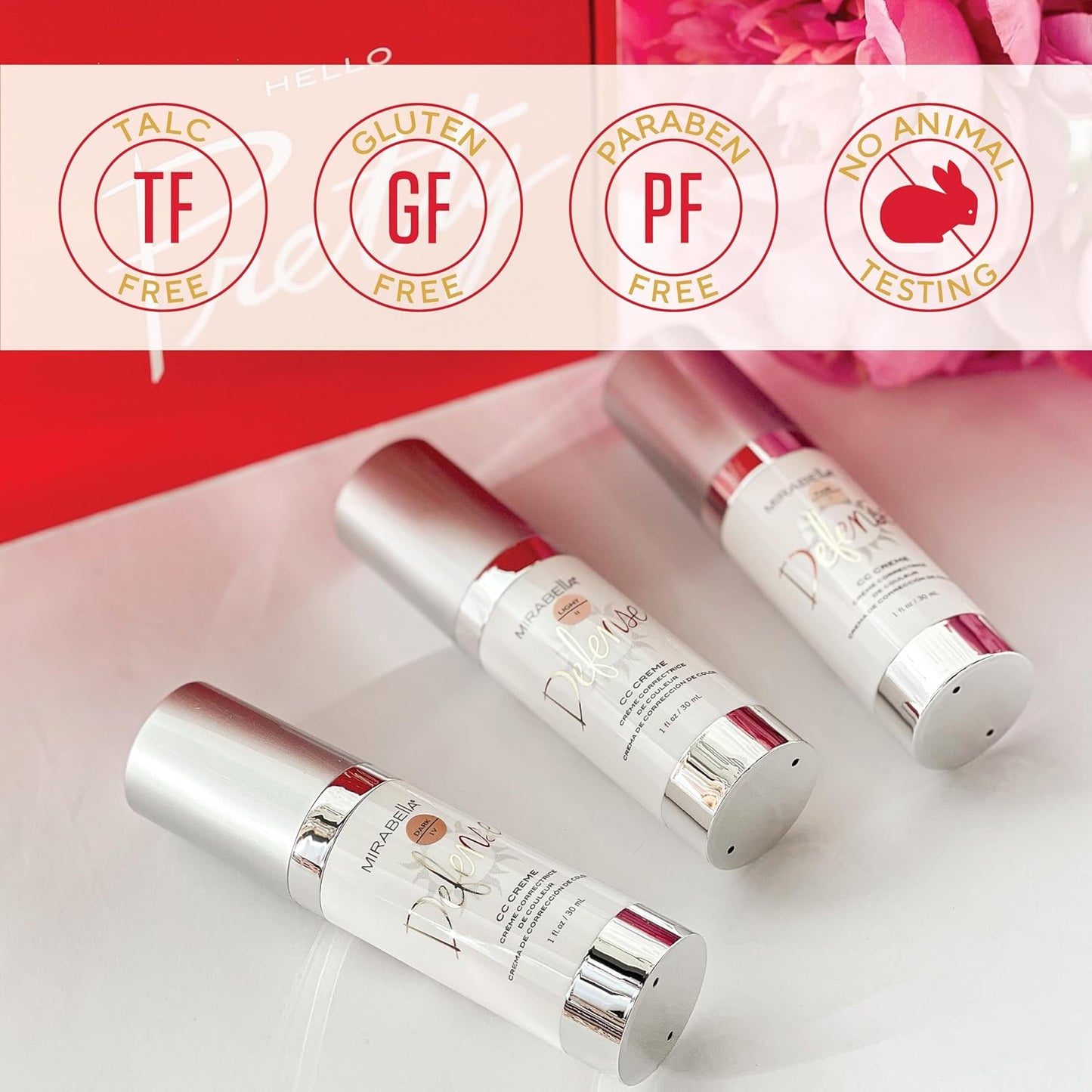 Mirabella Defense CC Creme Full Coverage Foundation with SPF 20, CC Cream Foundation with Sunscreen & Hyaluronic Acid, Oil Control with Salicylic Acid - Fair