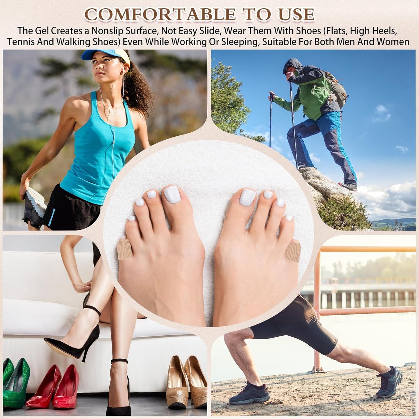 Blulu 24 Pieces Toe Tubes 0.98 Inches Cushion Tube Corn Pads for Toes Sleeves Soft Gel Protectors for Cushions Corns Blisters Calluses 3 Size(Skin Color,Small Size)