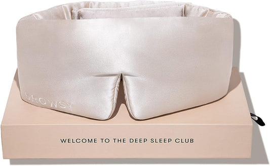 DROWSY Silk Sleep Mask - Face-Hugging, Padded Cocoon for Luxury Sleep in Total Darkness - 100% Pure Mulberry Silk (Dusty Gold)