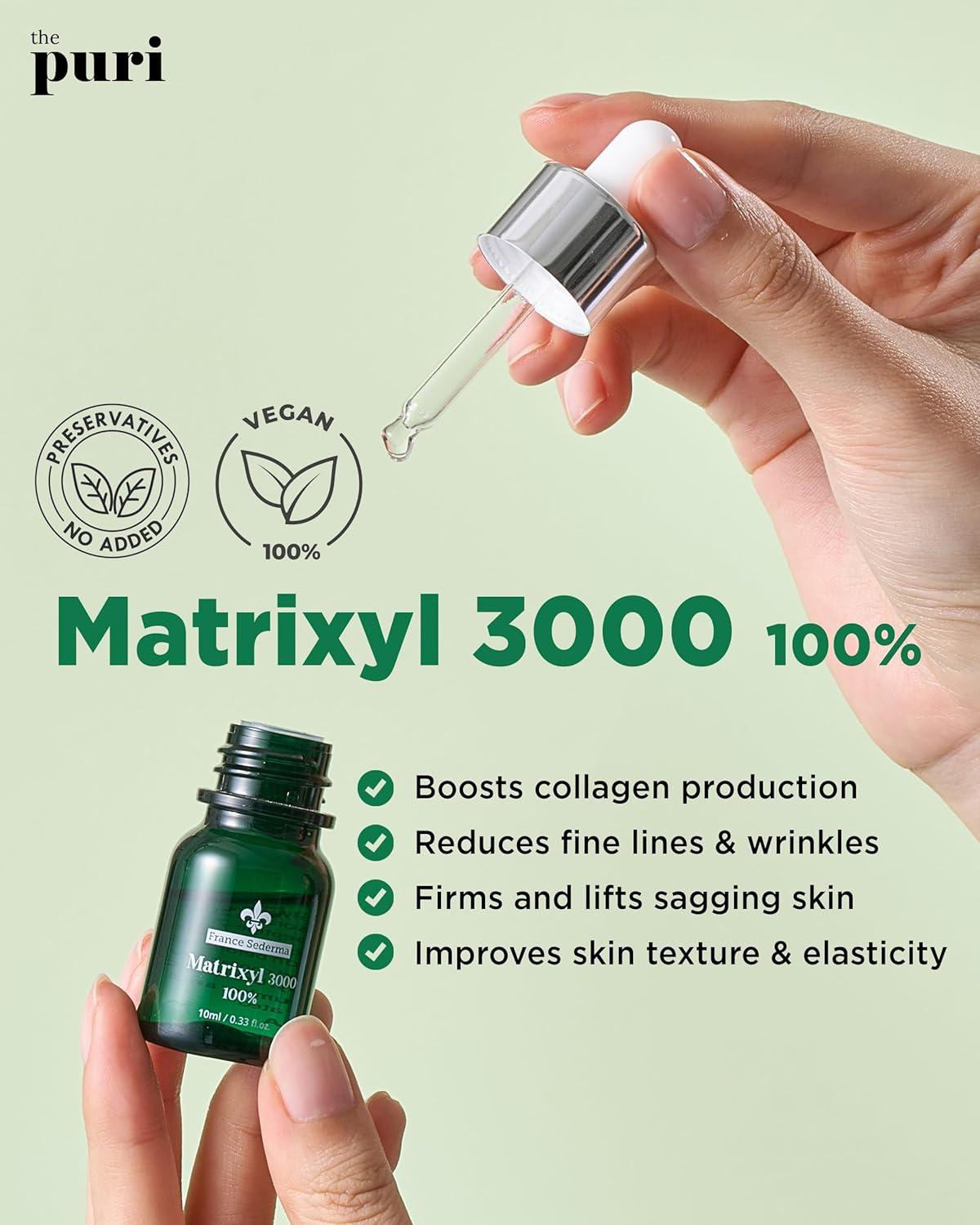 Matrixyl 3000 100% Serum Skincare – Pure Peptide Complex Anti-Aging Facial Ampoule from France Sederma, Collagen Boosting Wrinkle Treatment, Perfect for Layering & DIY, 0.33 fl.oz (10ml) 2 Pack