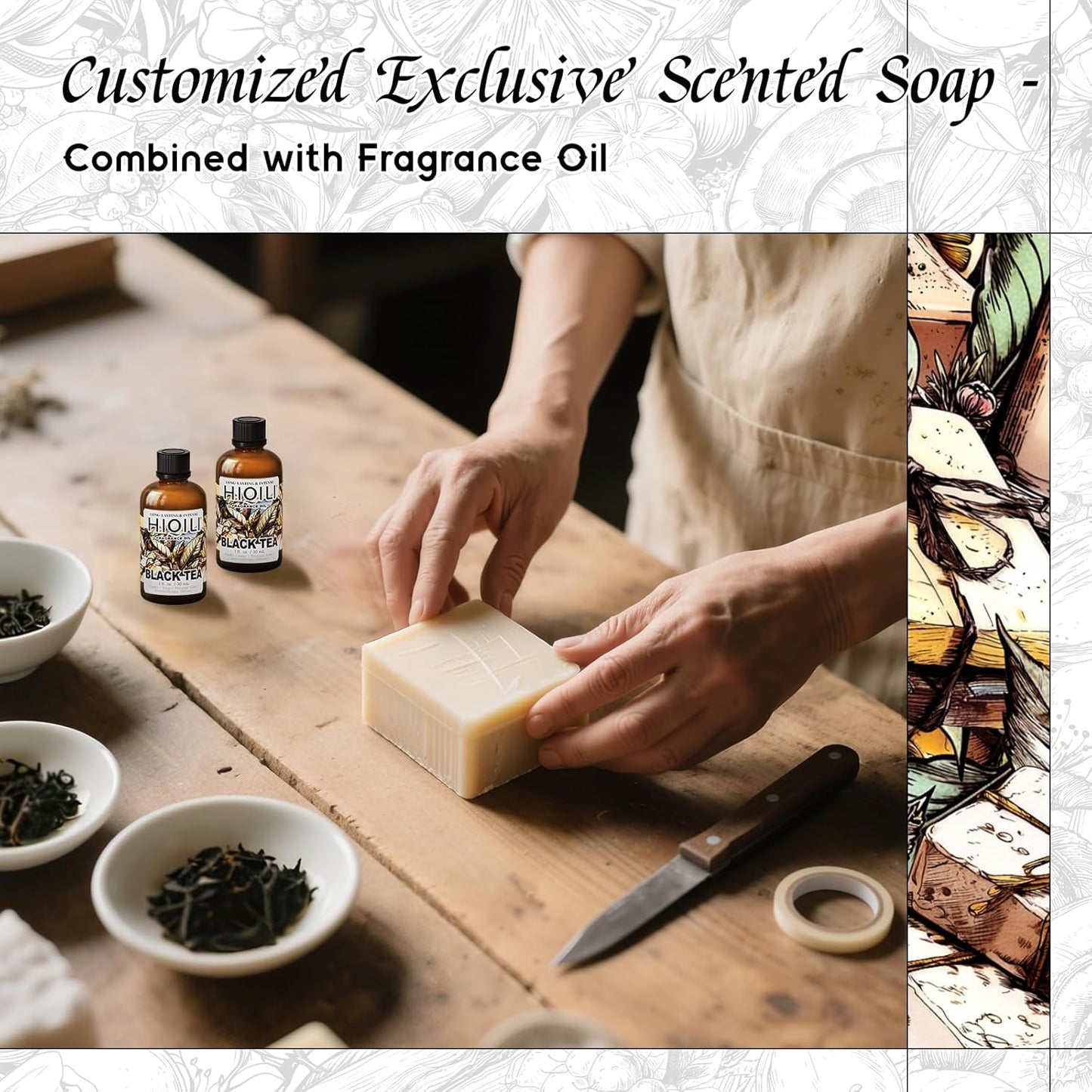 HIQILI Black Tea Fragrance Oil for Diffuser & Car Air Freshener, Long-Lasting Hotel Scent, Candle & Soap Making Supplies - 1 Fl Oz