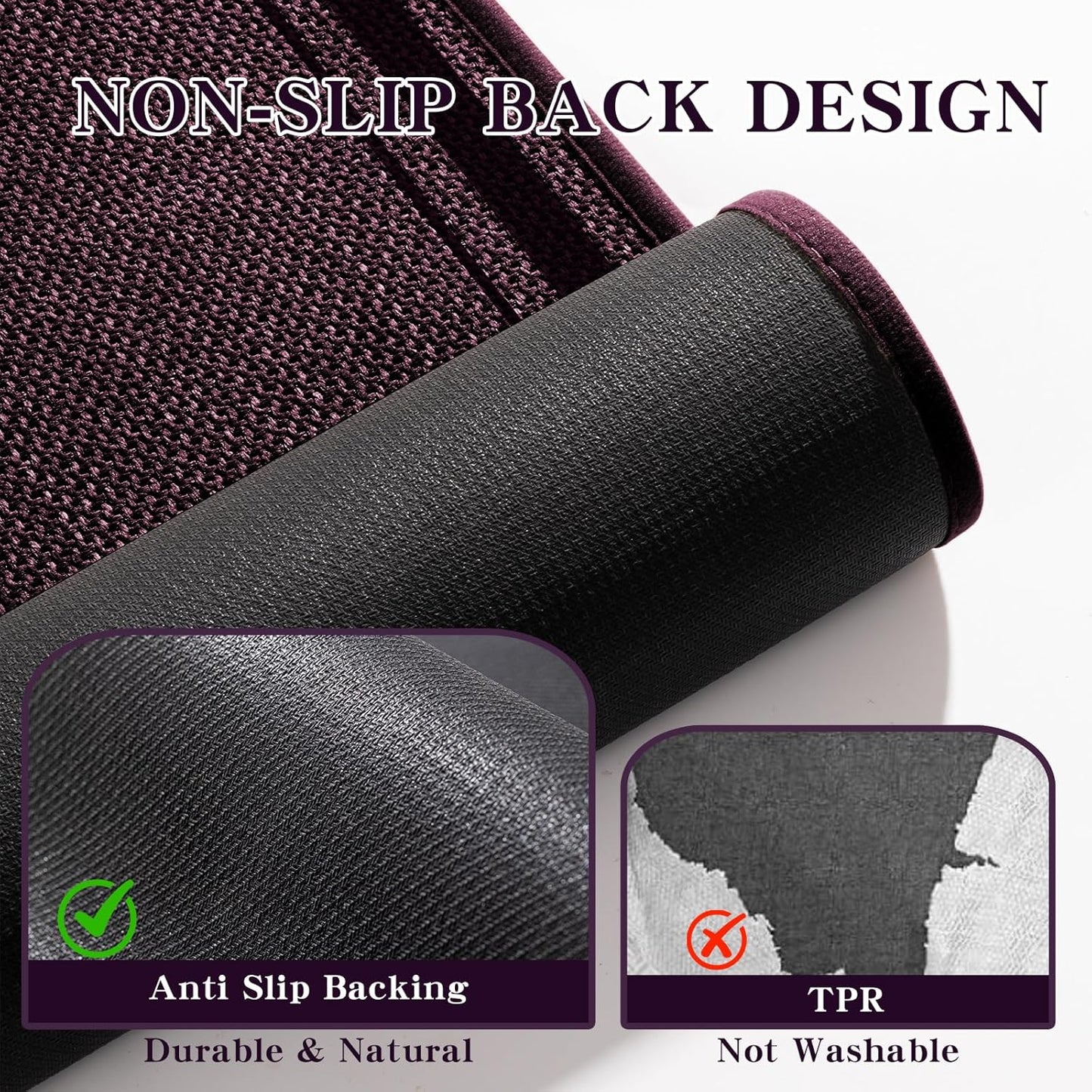 chakme Bathroom Rugs Mat 32x17, Ultra Thin Non Slip Bath Mat Quick Dry Absorbent Bath Mat for Bathroom Floor, (Dark Purple, 32"x17")