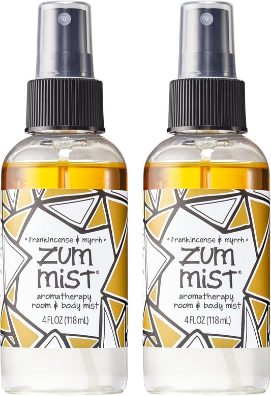 Indigo Wild Zum Mist Room & Body Spray - Aromatherapy Essential Oil Spray - Natural Body Mist & Room Spray - Frankincense & Myrrh Scent - 4 fl oz (2 Pack)