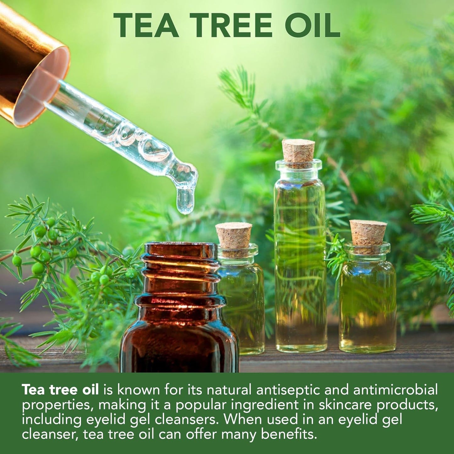 NOVEHA Tea Tree Eyelid Gel Cleanser - for Blepharitis, MGD, and Dry Eye with Pro-Vitamin B5, Hyaluronic Acid, and Cucumber Extract - Gentle Cleansing, Soothes Itchy Eyelid and Burning Eyes - 50mL