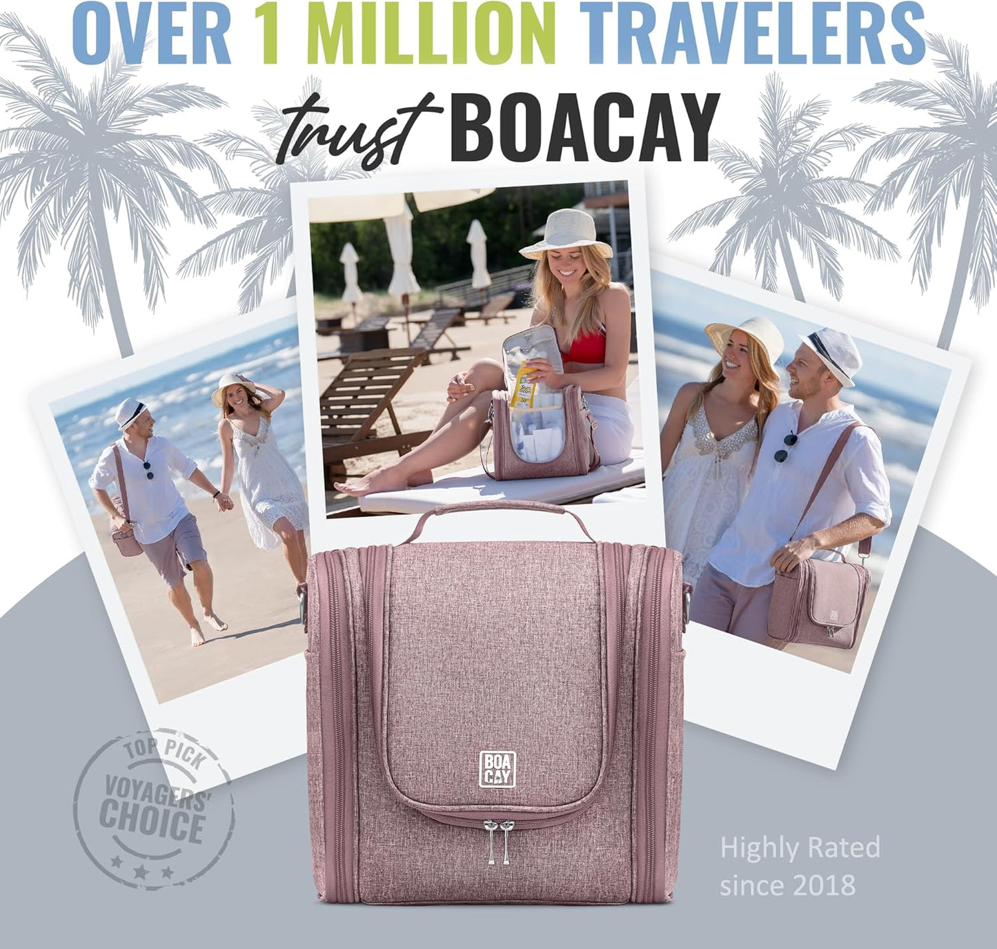 BOACAY Extra Large Hanging Travel Toiletry Bag for Women and Men, Makeup Bag, Bathroom & Shower Organizer Kit for Accessories, Cosmetics, Essentials