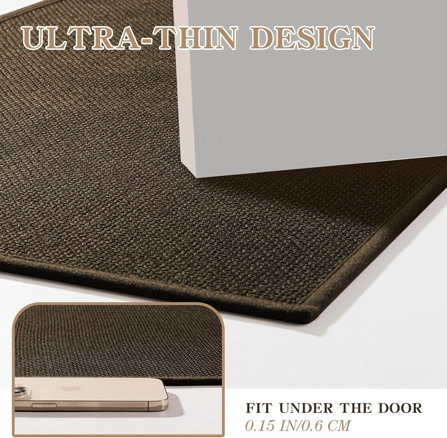 chakme Bathroom Rugs Mat 59x17, Ultra Thin Non Slip Bath Rug Runner Quick Dry Absorbent Bath Mat for Bathroom, (Brown, 59"x17")