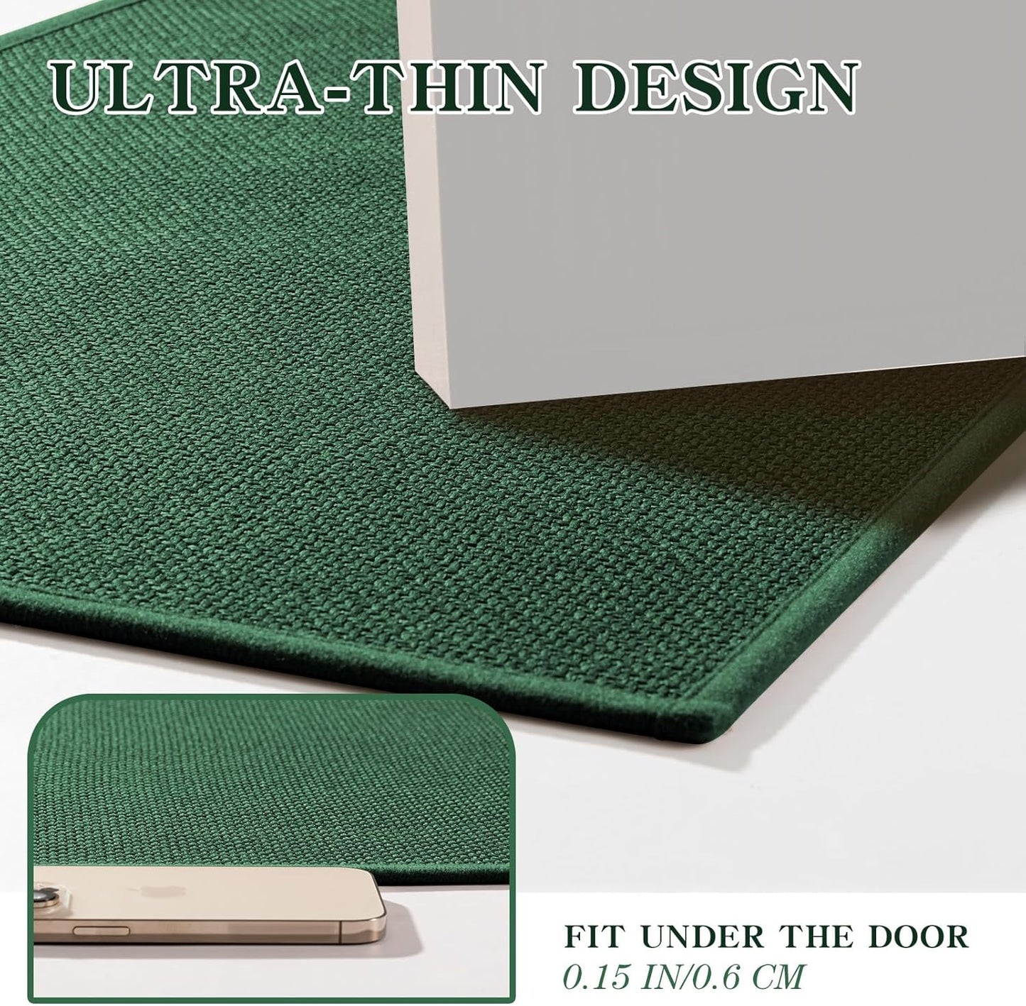 chakme Bathroom Rugs Mat 47x25, Ultra Thin Non Slip Bath Mat Large Quick Dry Absorbent Bath Mat for Bathroom Floor, (Green, 47"x25")
