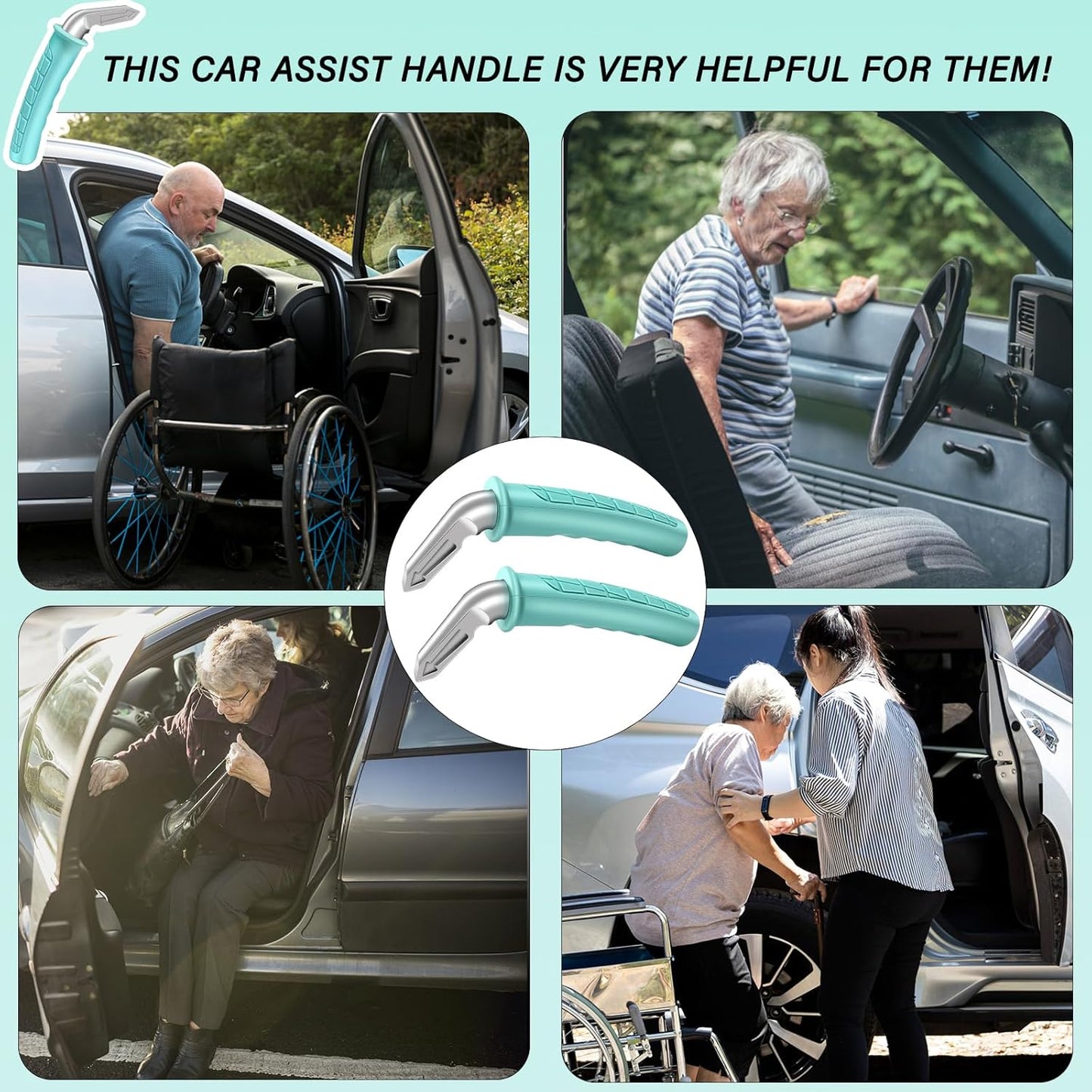 Car Handle Assist for Elderly Car Door Handle for All Vehicles Car Support Handle - Portable Assistive Device for Elderly and Handicapped - Best Gifts for Seniors (2 Pack)