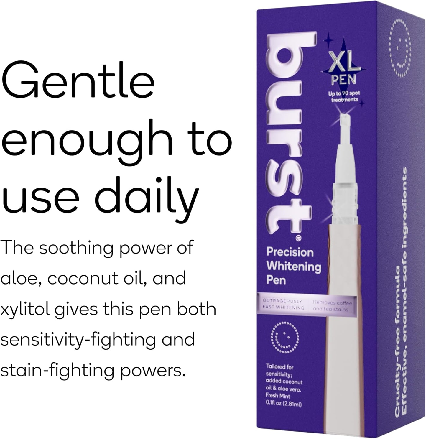 Burst Precision Whitening Pen, 9% HP, 45 Whitening Treatments, Enamel Safe, Vegan, Paraben Free, Delicious Flavor, Rose Gold, 1 Count