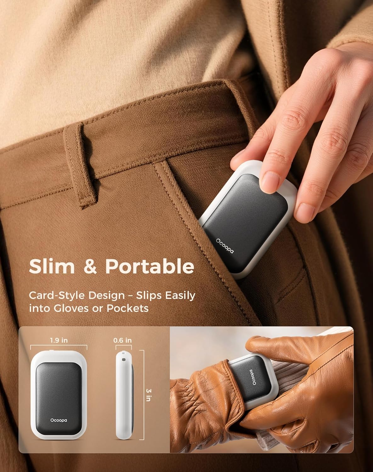 OCOOPA AI Magnetic Hand Warmers Rechargeable 2 Pack, 5000mAh Ultra-Thin Electric Glove Heater Handwarmer,UL Certified, Men Women Gifts for Christmas,Birthday,Winter Essentials,UT4 Young