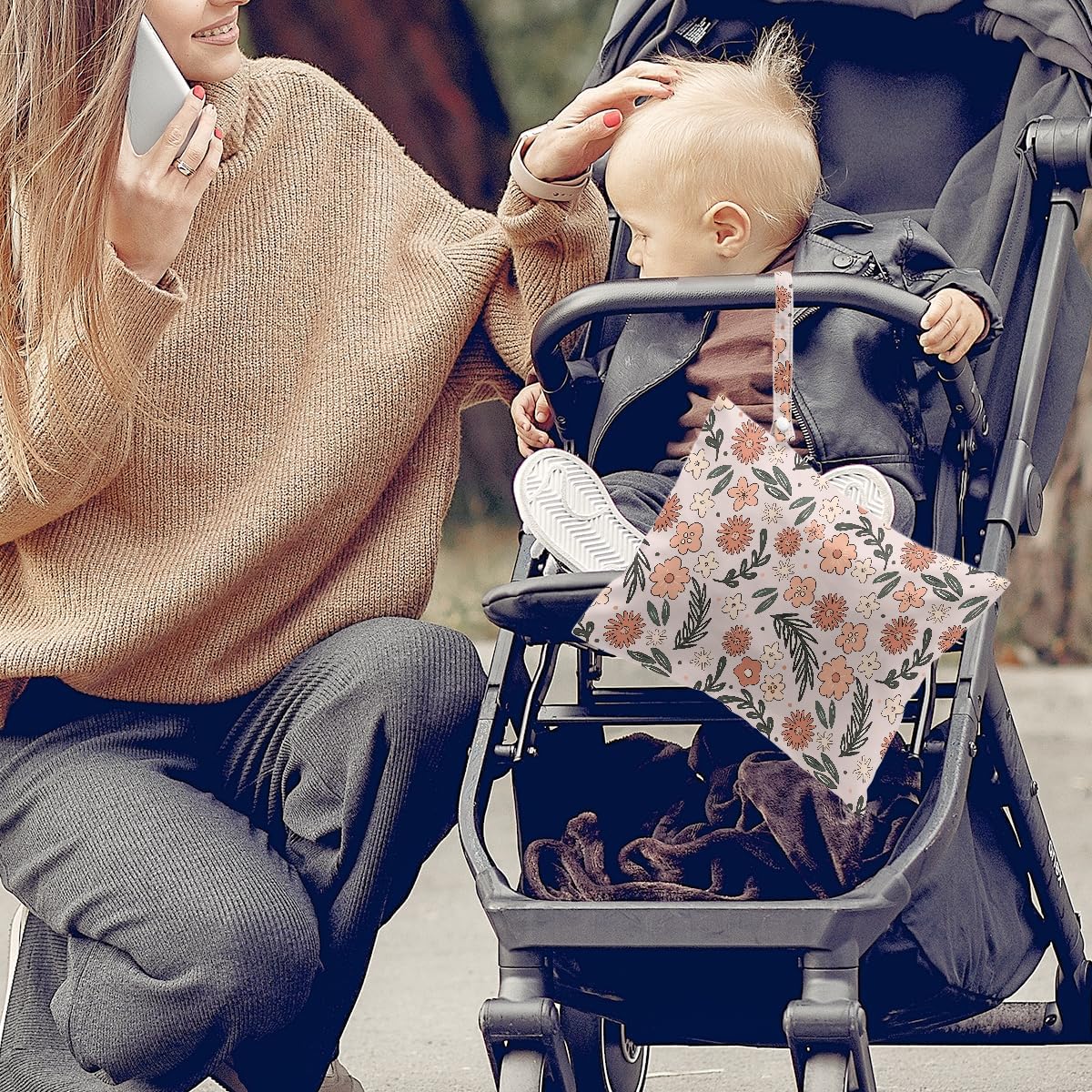 2Pcs Floral Print Wet Bags, Wet Dry Bag Reusable for Swimsuit, Travel, Diapers, Pool, Beach, Dirty Yoga Gym Clothes, Toiletries, Makeup Bag, Zipper Pouch Waterproof Birthday Christmas Gifts