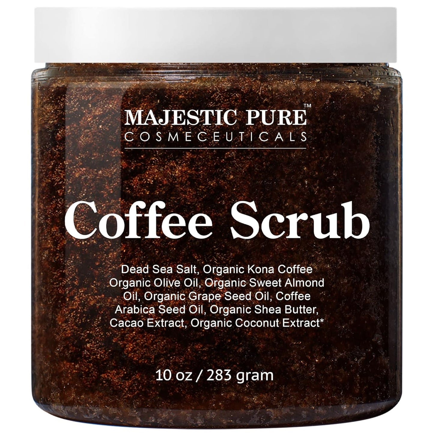 MAJESTIC PURE Arabica Coffee Scrub - All Natural Exfoliating Body Scrub for Skin Care, Stretch Marks, Acne & Cellulite, Reduce the Look of Spider Veins, Eczema, Age Spots & Varicose Veins - 10 Ounces