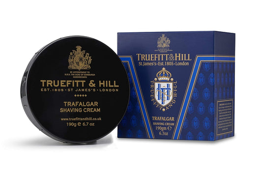 Truefitt & Hill Shaving Cream Bowl - Trafalgar - Premium Glycerin-Based Lather, Smooth Glide, and Hydration for a Luxurious Shave - 6.7 oz