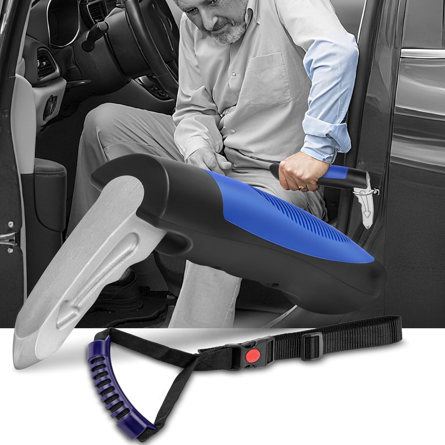 NINEMAX Car Door Handle for Elderly Car Handle Assist Support, Auto Grab Handles, Portable Car Door Cane for Seniors, Handicap (1 pc with Strap)