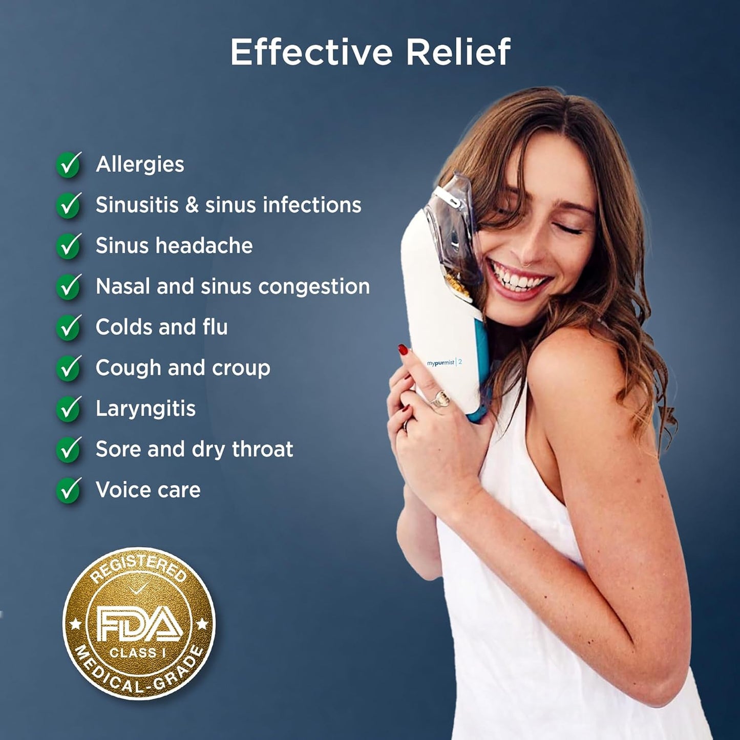 MYPURMIST® Handheld Ultrapure Instant Steam Inhaler – Fast Allergy Nasal Congestion Cold Cough Sinus Relief - Aromatherapy Vaporizer Steamer Humidifier, Voice Care, FSA/HSA/FDA Listed