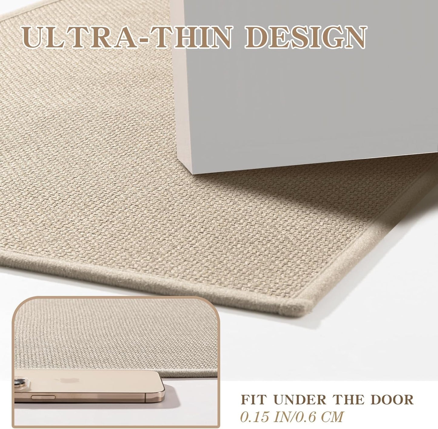 chakme Bathroom Rugs Mat 24x17, Ultra Thin Non Slip Bath Mat Small Quick Dry Absorbent Bath Mat for Bathroom Floor, (Light Beige, 24"x17")