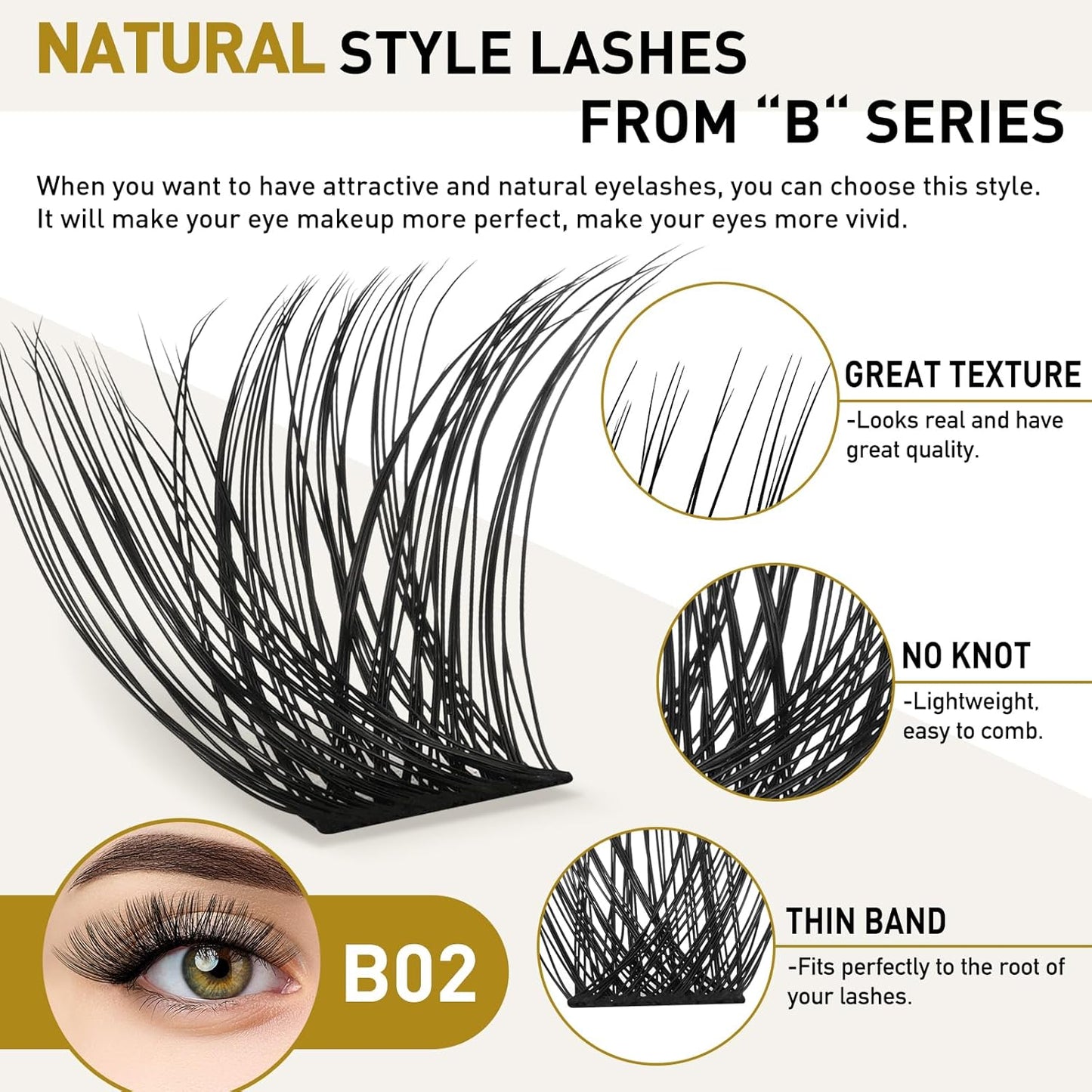 Lash Clusters B02 C Curl 12mm DIY Eyelash Extensions 72 Clusters Lashes C D Curl B&Qaugen Mega Volume Individual Lashes Eyelash Clusters Extensions Individual Lashes Cluster DIY at Home (NM-C-12mm)