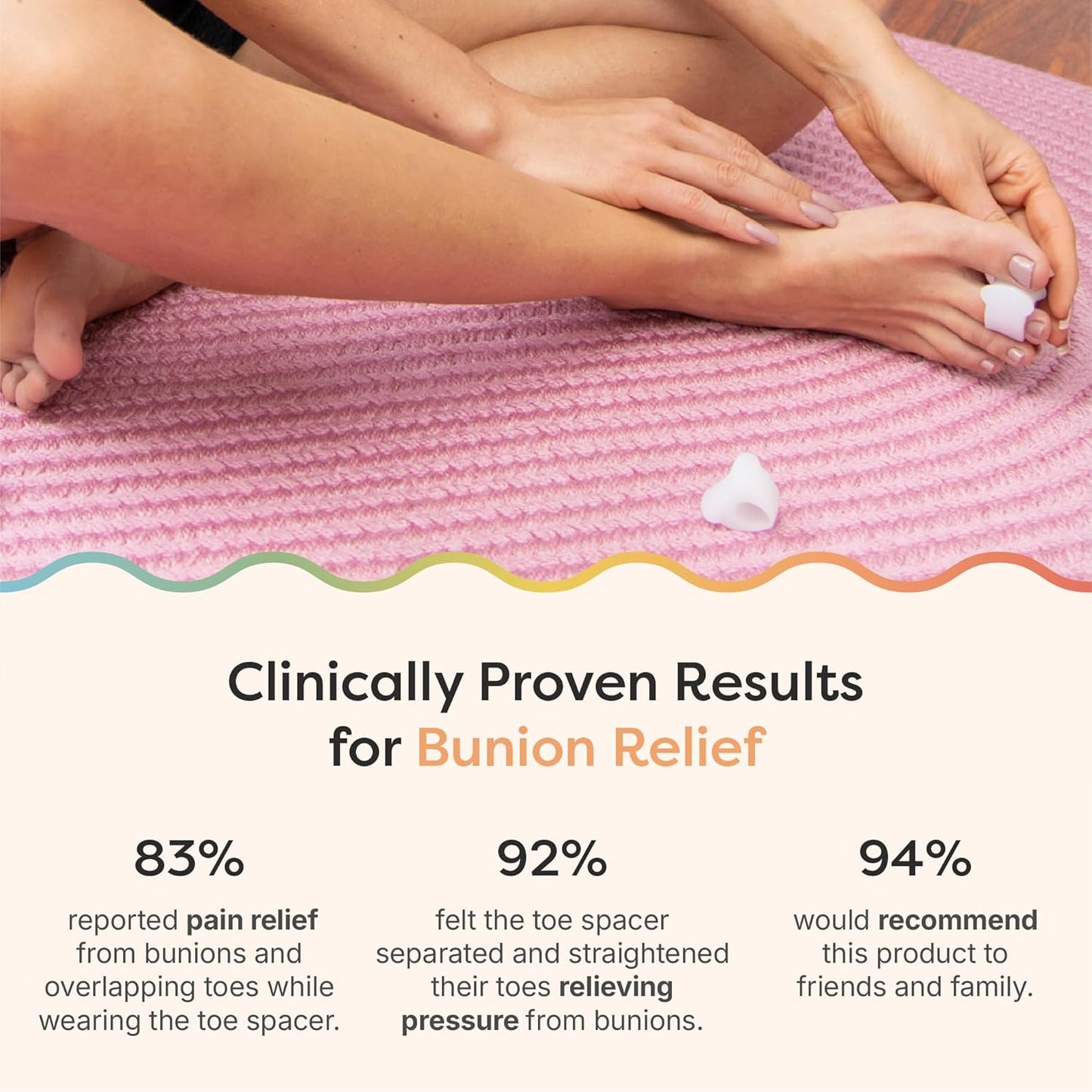 ZenToes Gel Toe Separators for Overlapping Toes, Bunions, Big Toe Alignment, Corrector and Spacer - 4 Pack (White)