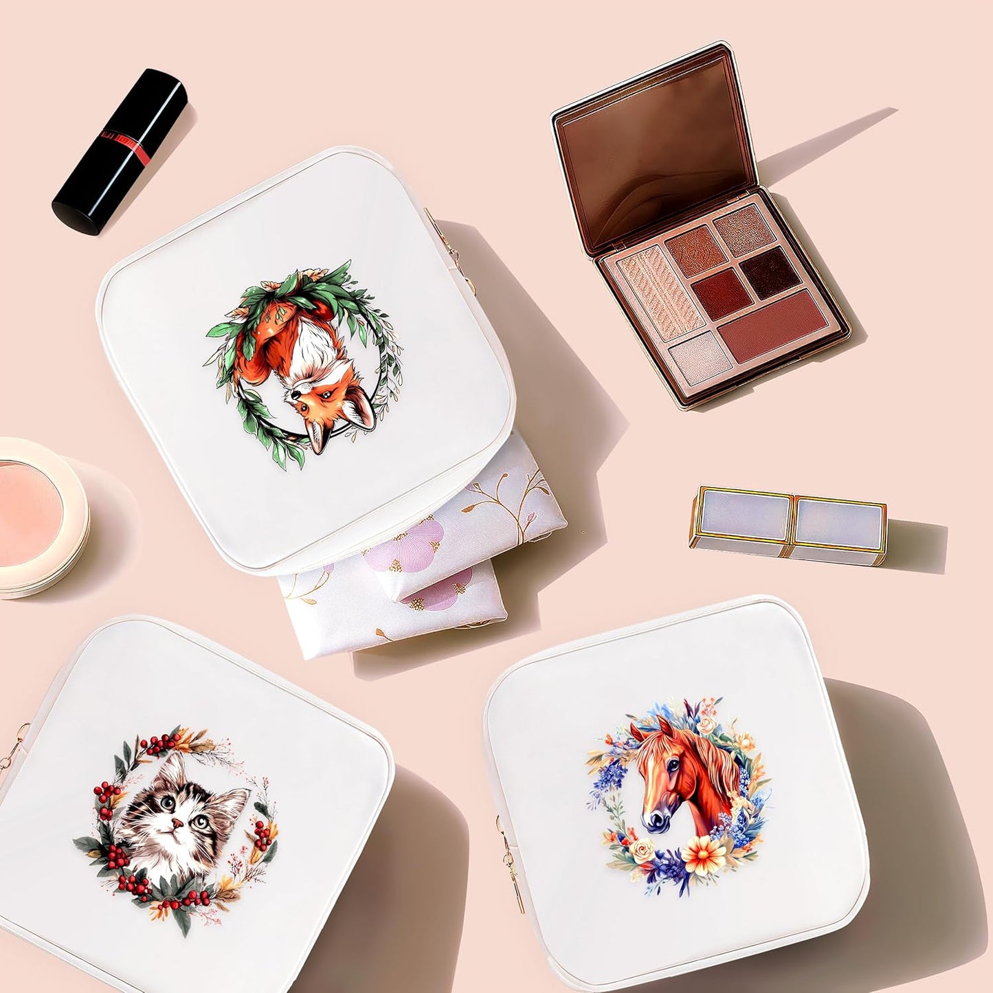 Fox Mini Makeup Bag, Fox Gift For Women Girls, Cute Portable Zipper Pouch Cosmetic Bag For Teen Girls Kids, Small Storage Bag For Sanitary Pad, Period napkin bag!