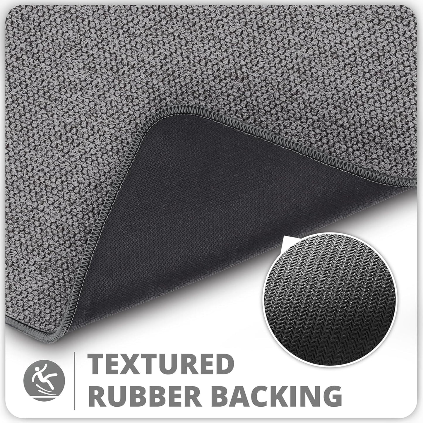 Bath Mat,Ultra Thin Bathroom Rugs,Rubber Bath Mats for Bathroom,No Slip Bath Rug,Quick Dry,Machine Washable,Low Pile,Absorbent,Shower Outside,Sink,Home Decor Accessories.Dark Grey,1'5"x2'3"(17x27inch)