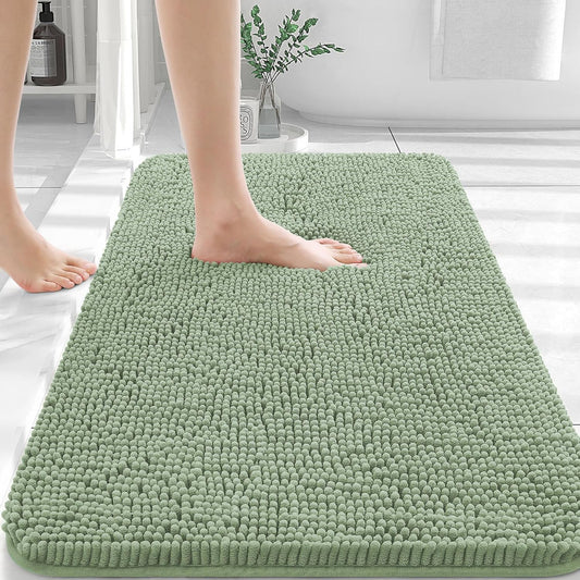 OLANLY Bathroom Rugs 36x24, Extra Soft Absorbent Chenille Bath Rugs, Rubber Backing Quick Dry, Machine Washable Bath Mats for Bathroom Floor, Tub and Shower, Home Decor Accessories, Sage Green