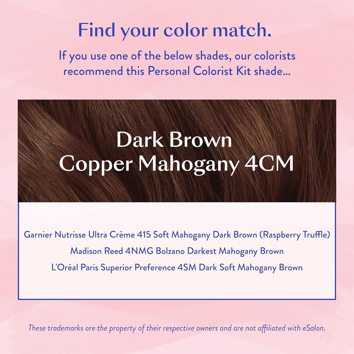 eSalon Permanent Hair Color & Hair Dye Kit - Dark Brown Copper Mahogany - Personal Colorist for Up To 100% Gray Coverage, All Hair Types - Professional-Grade Ammonia-Free