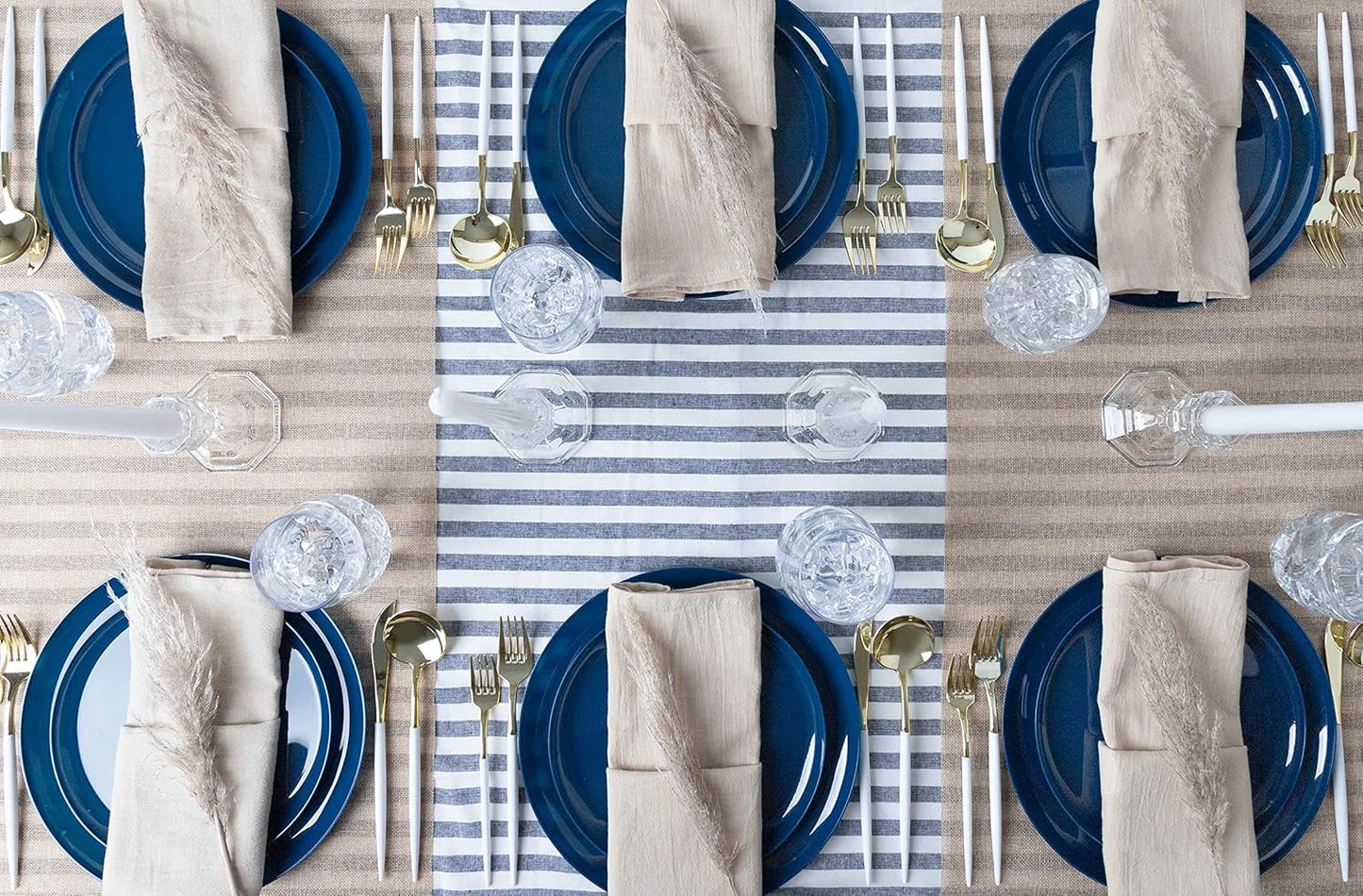 PLASTICPRO [30 Pack 6.3''] Dark Blue Plastic Party Plates Edge Collection Premium heavyweight Elegant Disposable Tableware Dishes