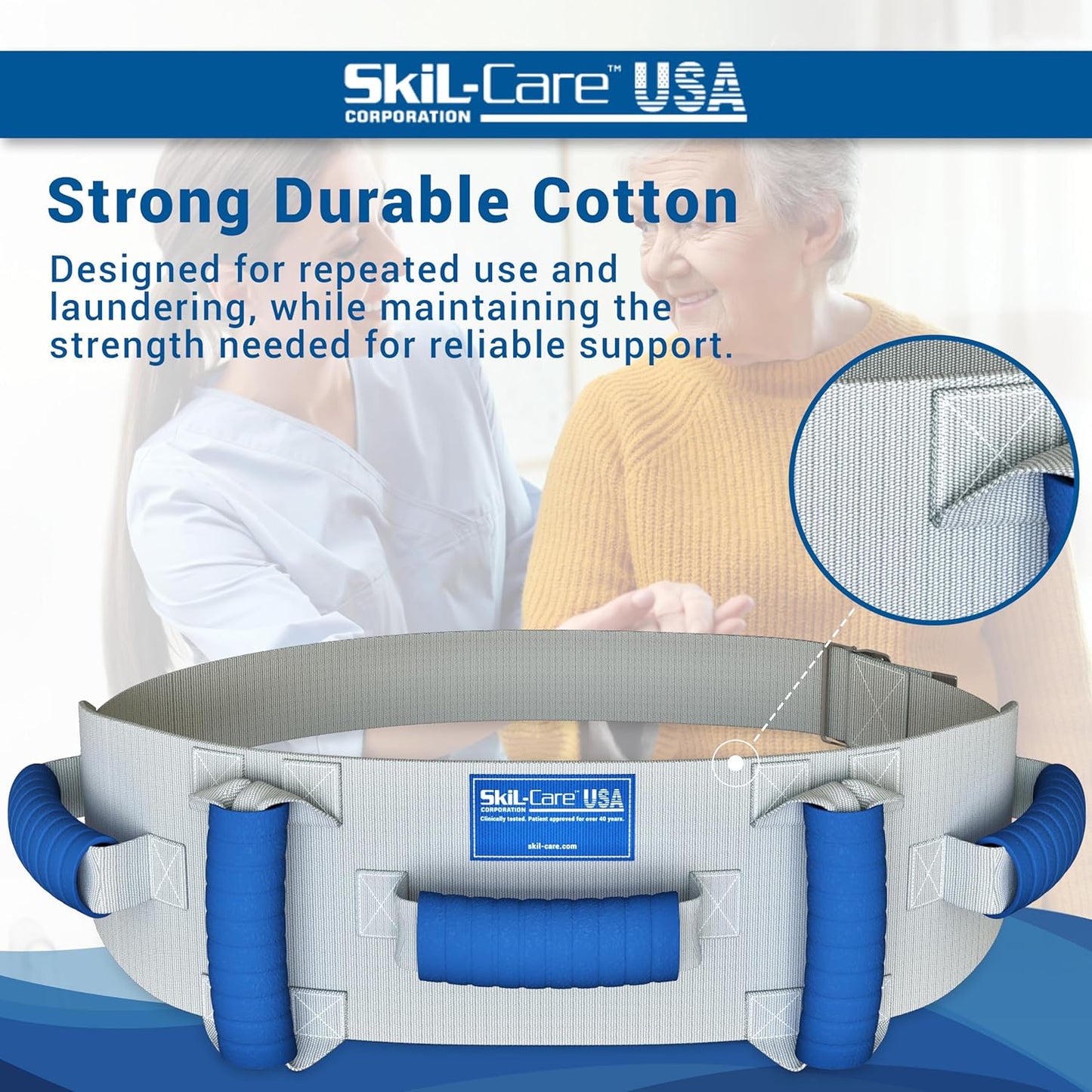 Skil-Care Multi-Grip Gait Belt with Handles for Seniors up to 350lbs, Transfer Belt for Elderly and Disabled, Physical Therapy Equipment for Lift Assist, Walking Aids, Gait Belts for Seniors, 252220