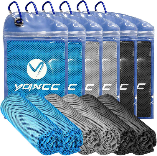 YQXCC Cooling Towels | 6 Pack 47"x12" | Ice Cool for Neck | Microfiber Soft Breathable Chilly | for Yoga, Sports, Golf, Gym, Camping, Running, Fitness, Workout & More Activities