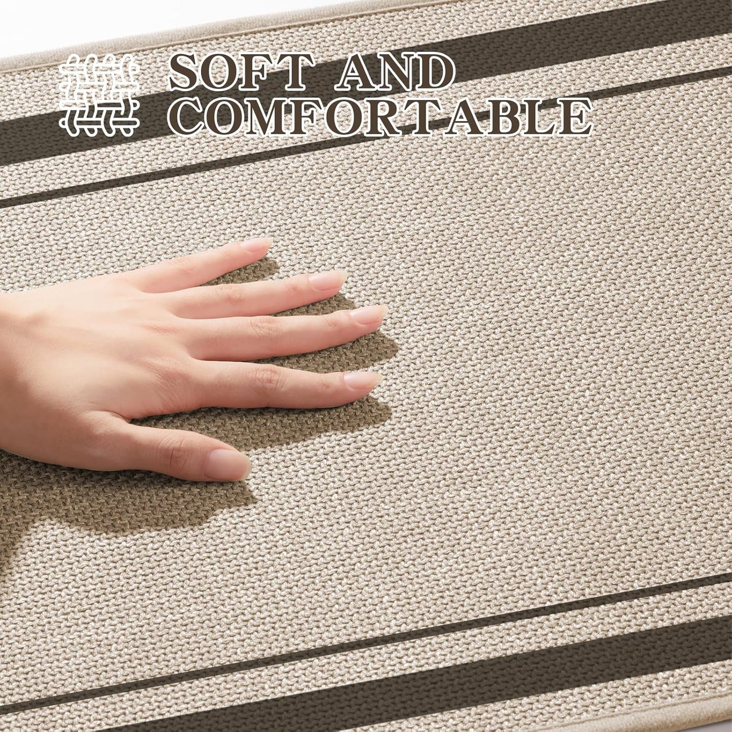 chakme Bathroom Rugs Mat 24x17, Ultra Thin Non Slip Bath Mat Small Quick Dry Absorbent Bath Mat for Bathroom, (Light Beige, 24"x17")