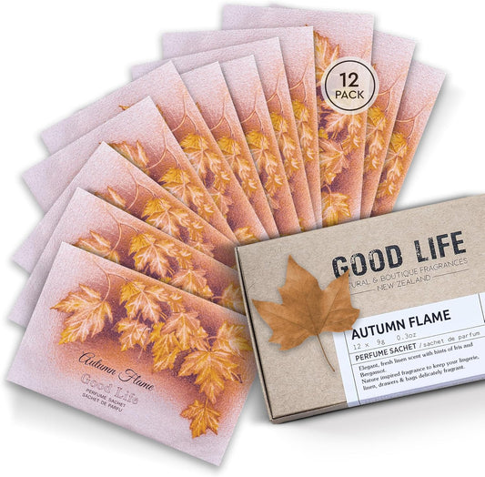 Good Life Autumn Flame Scented Sachets | Designed in New Zealand | 12 Sachets