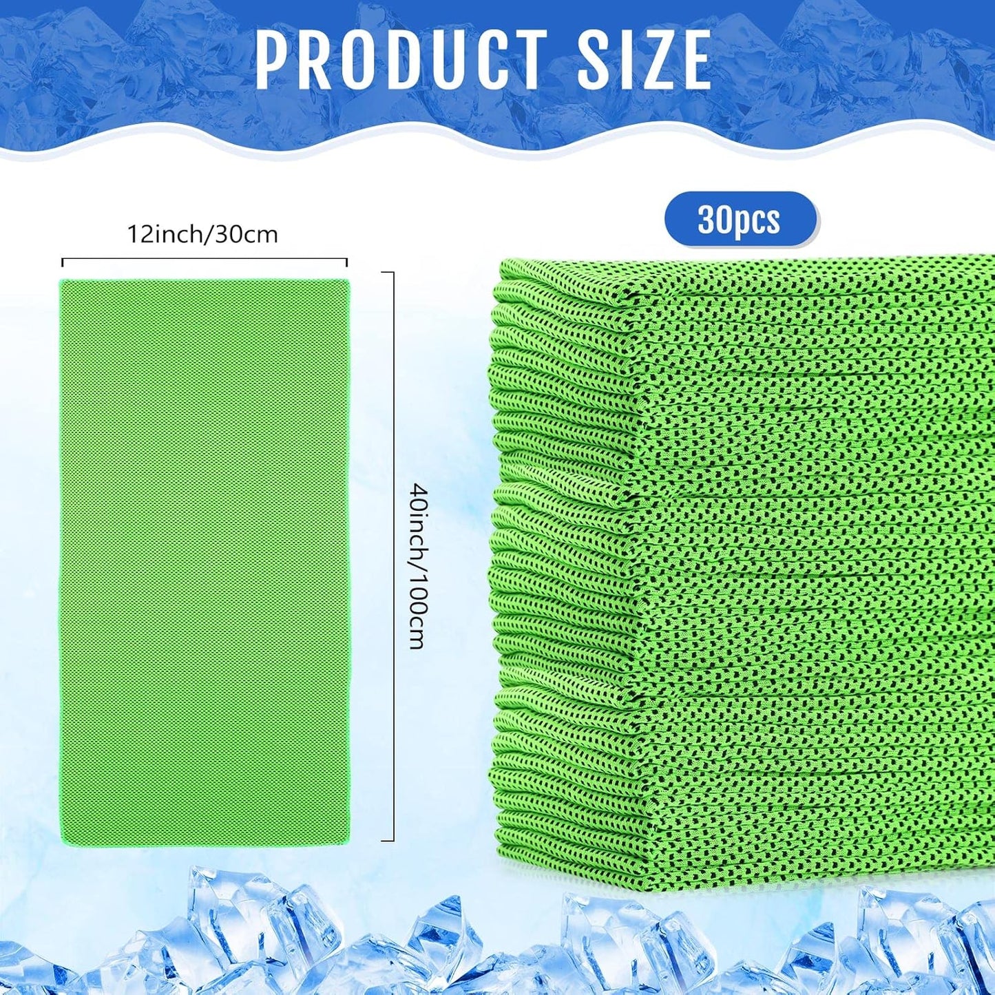 Hosuly 30 Pack Cooling Towels, 40"x12" Ice Breathable Soft Chilly Sweat Rag Microfiber Workout Rags for Gym Cooling Towels for Neck and Face for Yoga Golf Sport Running