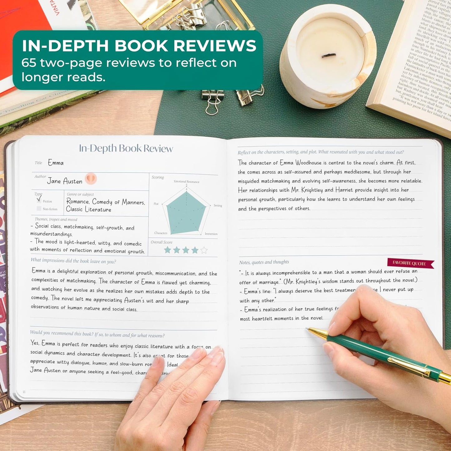 Skyline Reading Journal – Book Review Log & Tracker for Reading Tracking – Accessories & Gift for Book Lover, 7.6x9.2” (Dark Terracotta Gold Foil)