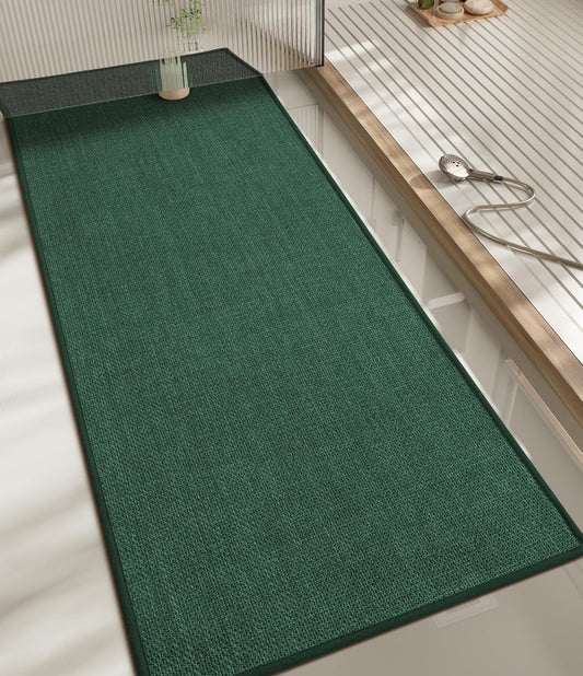 chakme Bathroom Rugs Mat 59x17, Ultra Thin Non Slip Bath Mats Runner Quick Dry Absorbent Bath Mat for Bathroom Floor, (Green, 59"x17")