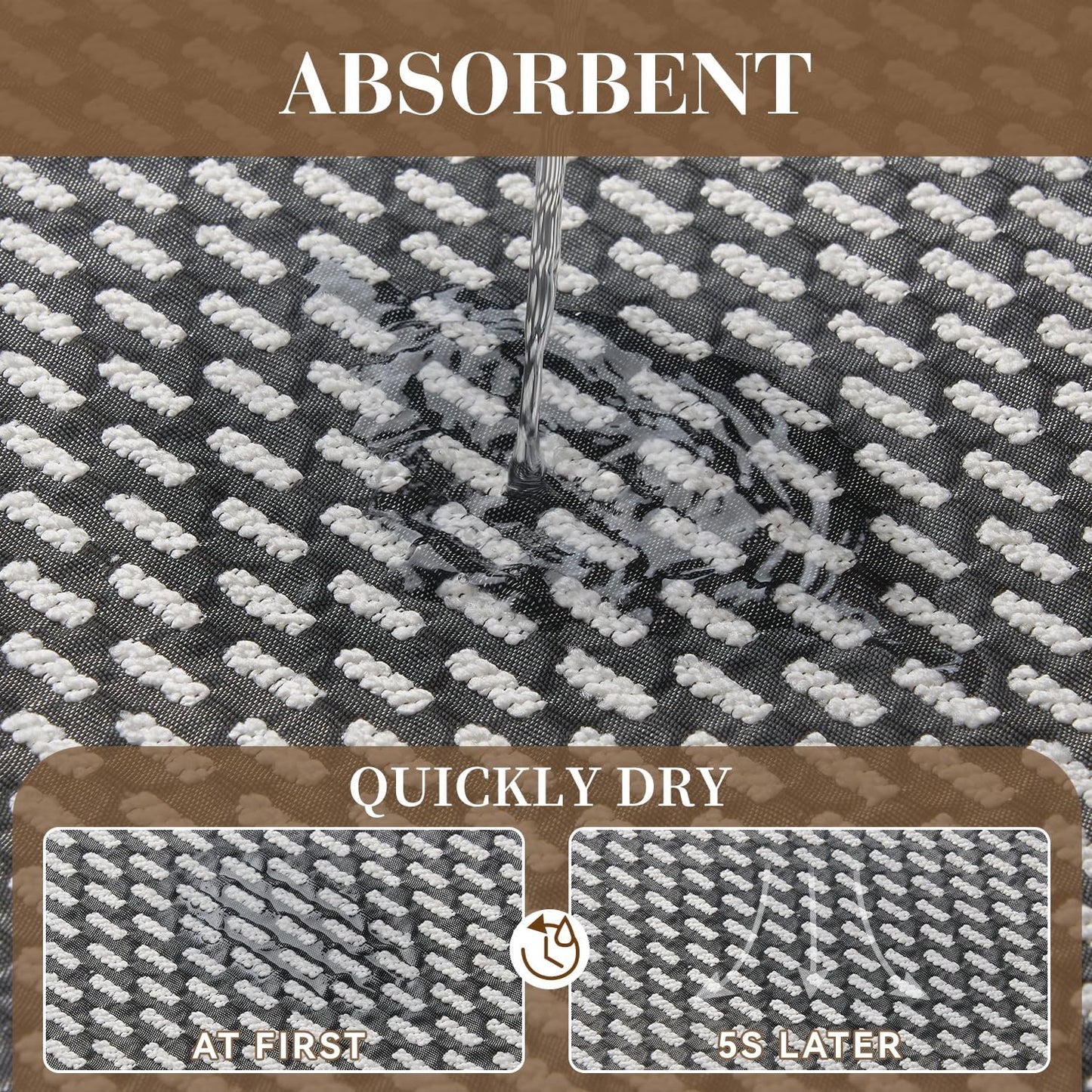 RESARE Non Slip Bath Mat - Machine Washable Bathroom Rugs, Super Absorbent Bath Mat Quick Dry Bathroom Mat, Bath Rugs Ultra Soft Rugs for Bathroom Floor, 17"x30" Dark Grey