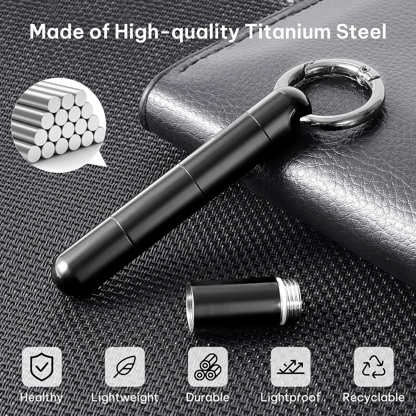 Titanium Keychain Pill Holder,Mini Pill Case Keychain,Waterproof Pocket Pill Case,Small Pill Container for Travel Purse(3 Compartment)